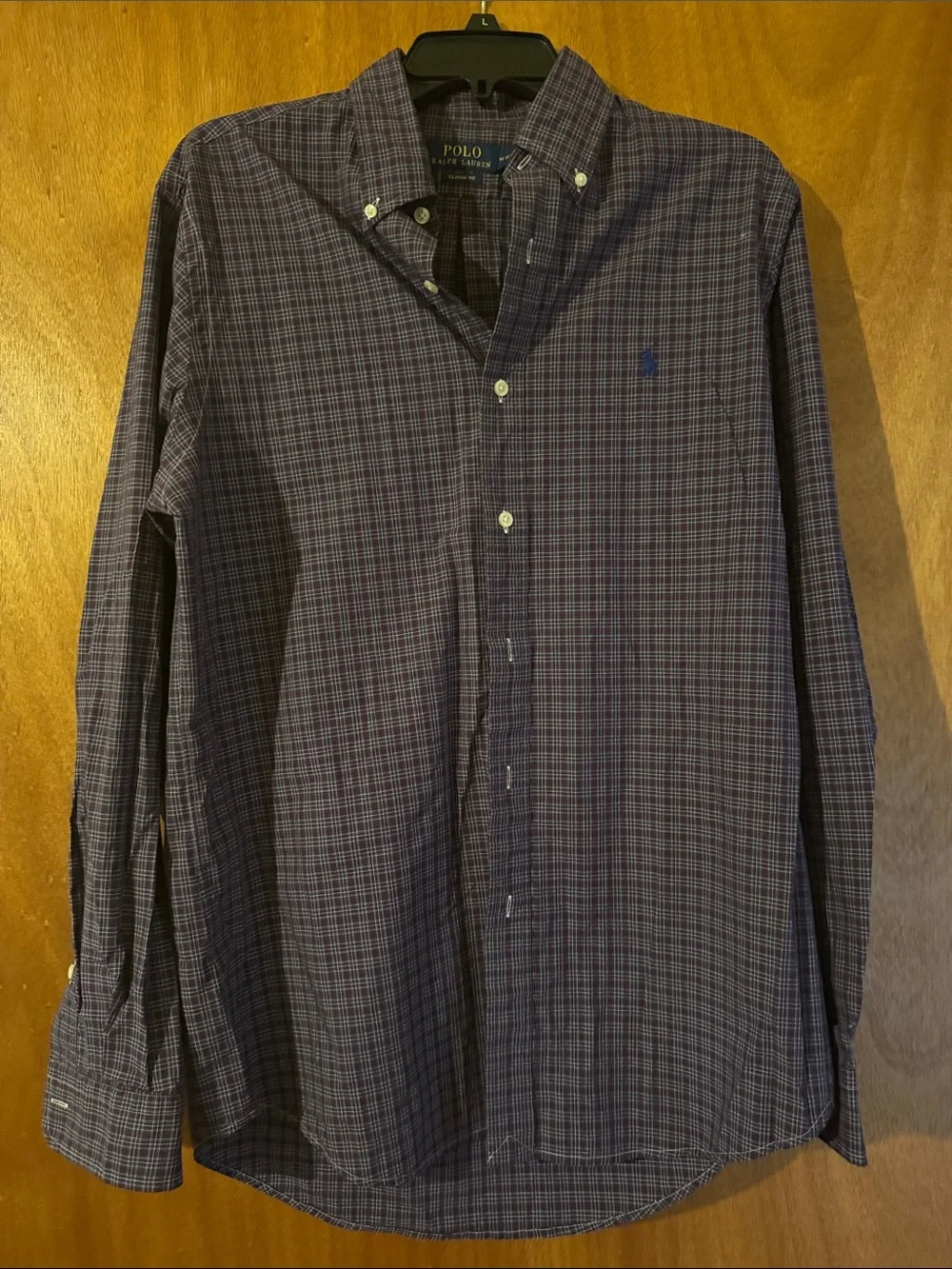 Polo by Ralph Lauren Men's Navy & maroon Plaid Button-Down Shirt (OLCC)